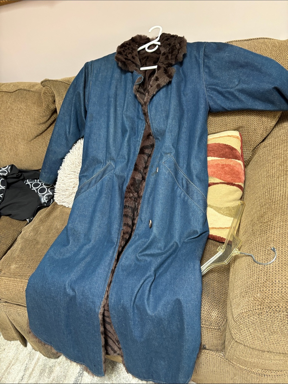 Women’s Long Denim lined  full length denim coat